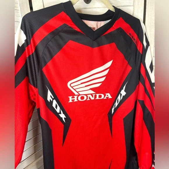 Fox Racing Motocross Gear Men’s Red and Black Honda Long Sleeve Jersey Medium - Picture 6 of 10